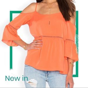 1. State Cold Shoulder Peasant Top Orange or Coral Size XS